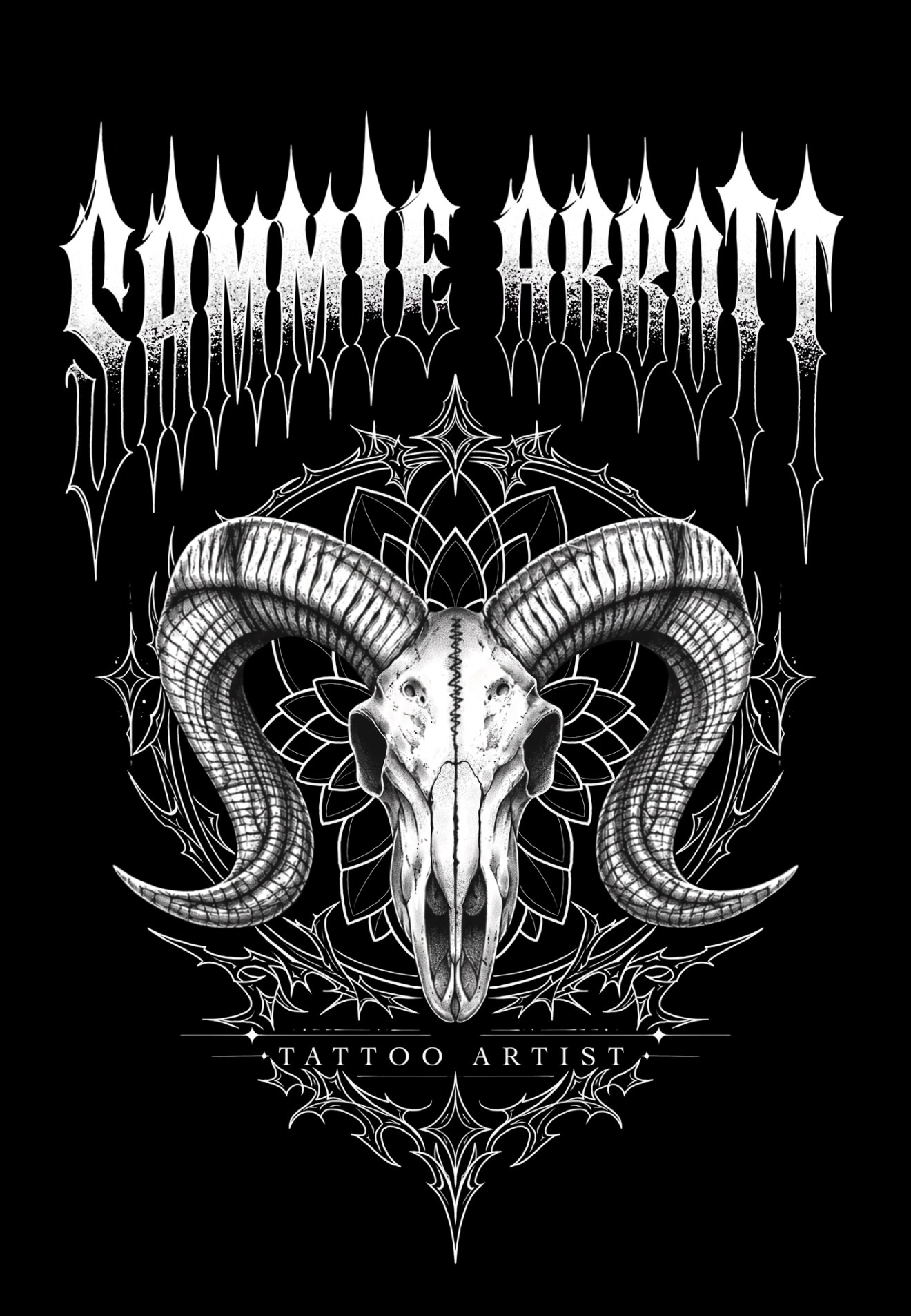 Sammie Abbott Tattoo Artist — ram skull artwork